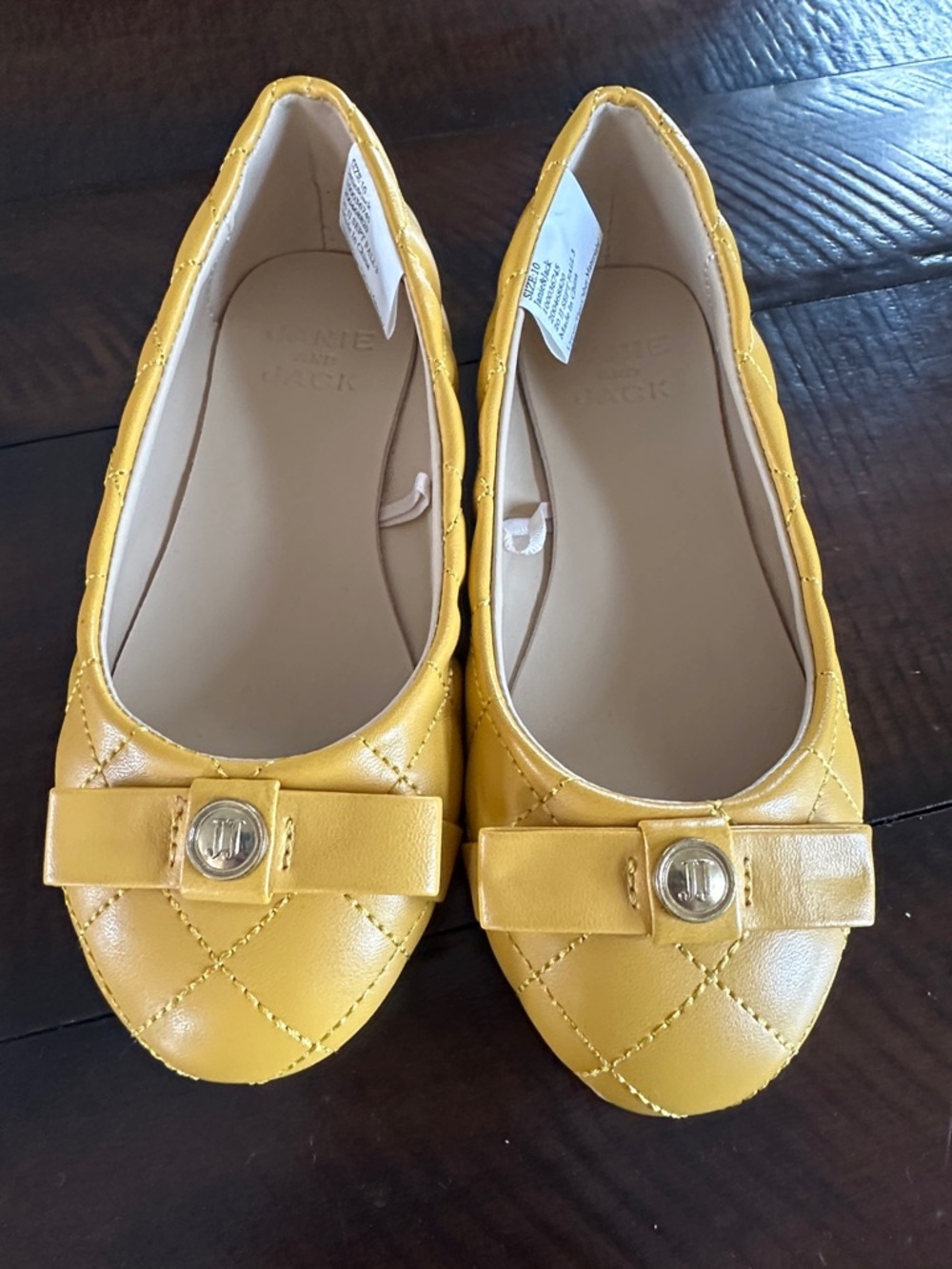Janie and Jack Quilted Yellow Bow Girls Ballet Flats